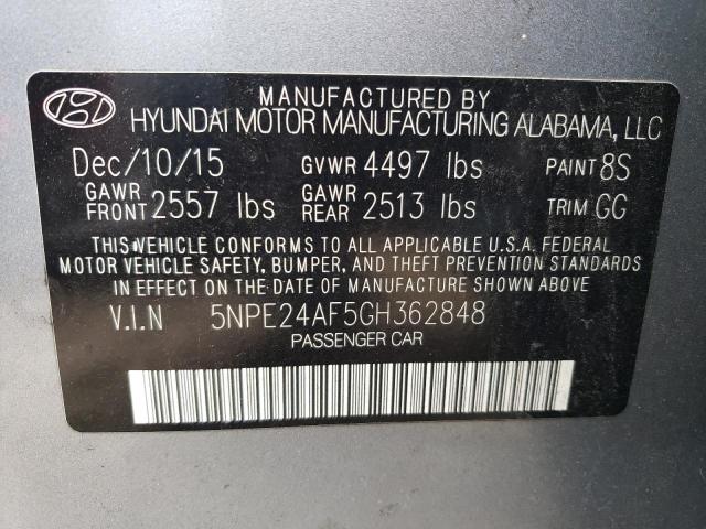 Photo 11 VIN: 5NPE24AF5GH362848 - HYUNDAI SONATA SE 