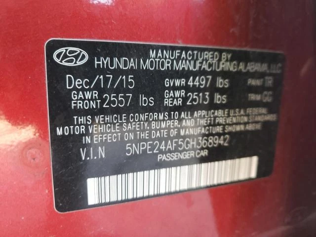 Photo 11 VIN: 5NPE24AF5GH368942 - HYUNDAI SONATA SE 