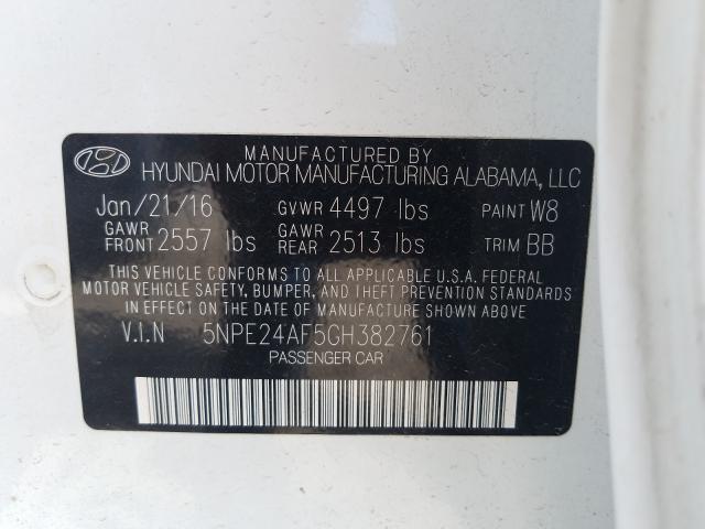 Photo 9 VIN: 5NPE24AF5GH382761 - HYUNDAI SONATA SE 