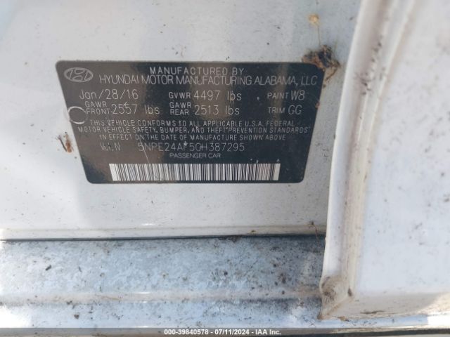 Photo 8 VIN: 5NPE24AF5GH387295 - HYUNDAI SONATA 