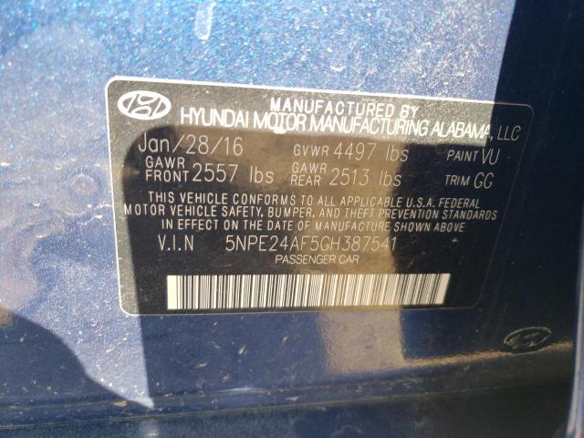 Photo 11 VIN: 5NPE24AF5GH387541 - HYUNDAI SONATA 