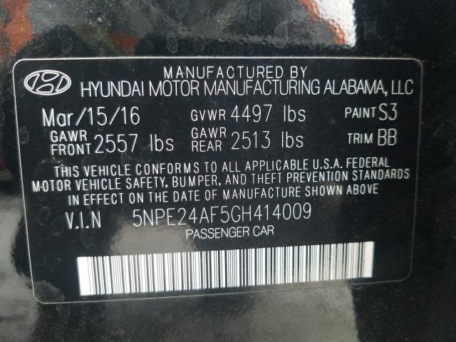 Photo 9 VIN: 5NPE24AF5GH414009 - HYUNDAI SONATA 