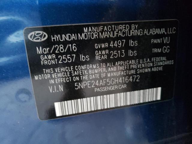 Photo 9 VIN: 5NPE24AF5GH416472 - HYUNDAI SONATA SE 