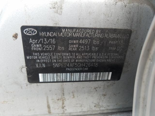 Photo 9 VIN: 5NPE24AF5GH426418 - HYUNDAI SONATA SE 