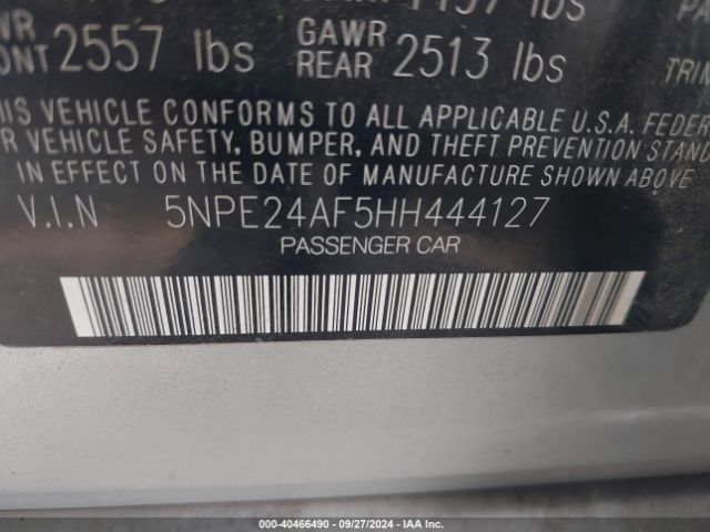 Photo 8 VIN: 5NPE24AF5HH444127 - HYUNDAI SONATA 