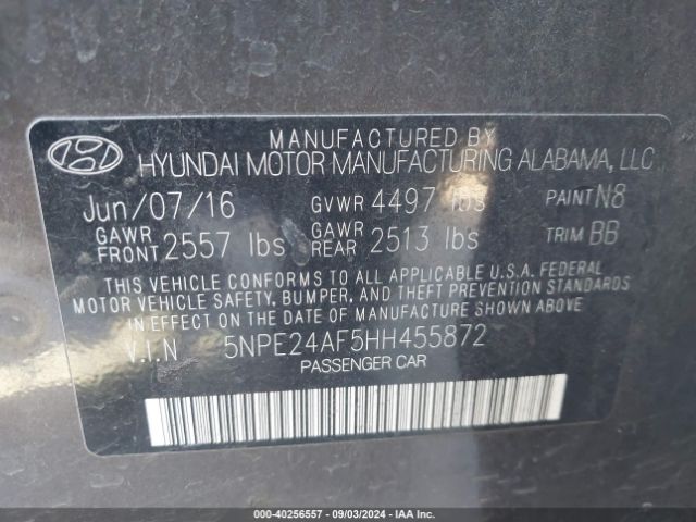 Photo 8 VIN: 5NPE24AF5HH455872 - HYUNDAI SONATA 