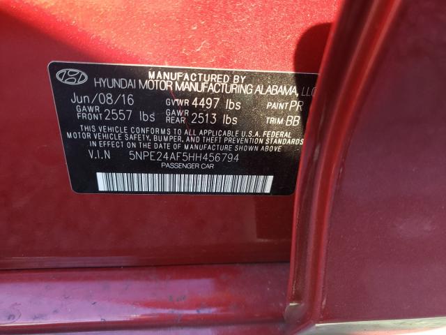 Photo 9 VIN: 5NPE24AF5HH456794 - HYUNDAI SONATA SE 