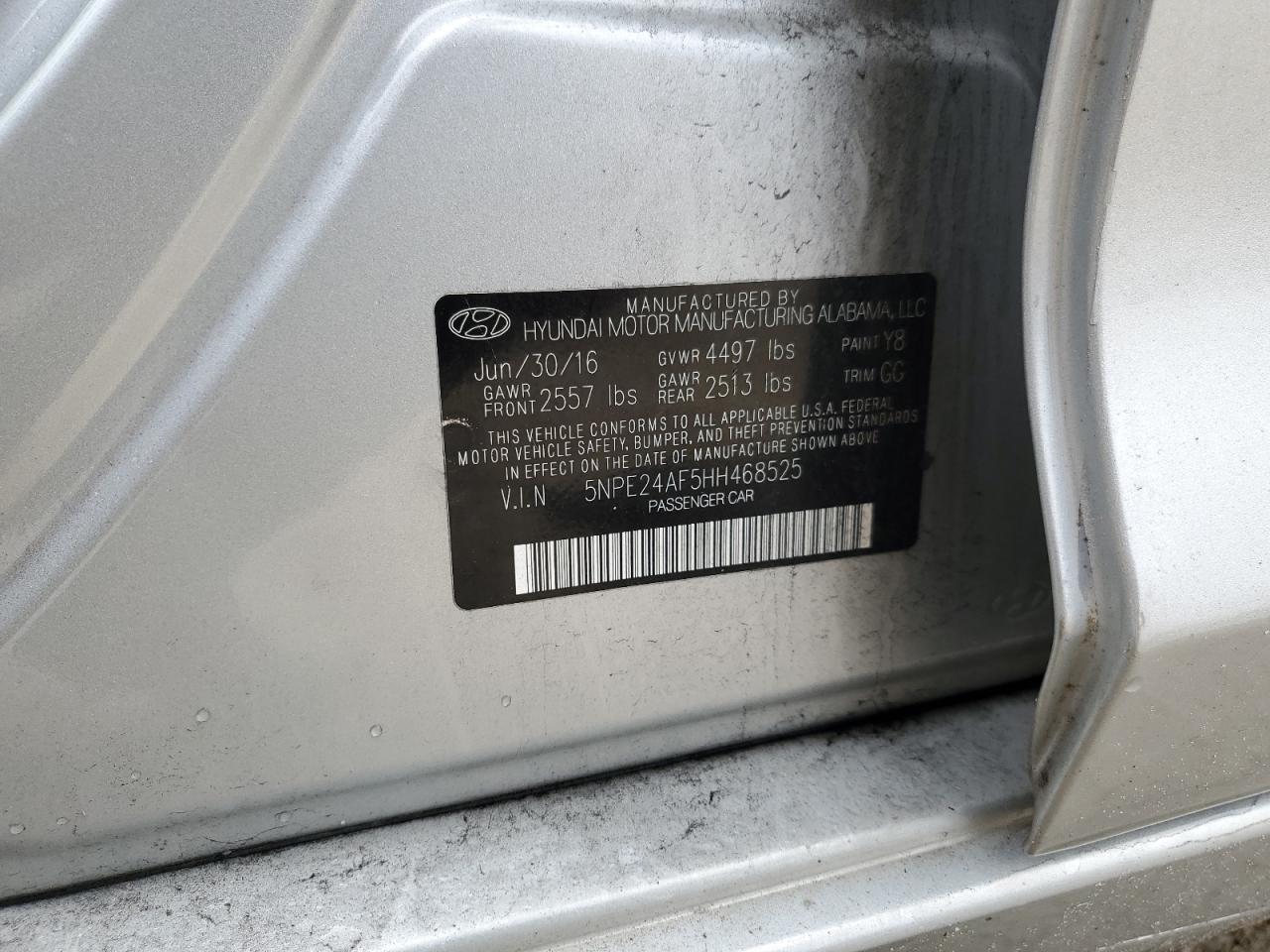 Photo 11 VIN: 5NPE24AF5HH468525 - HYUNDAI SONATA 