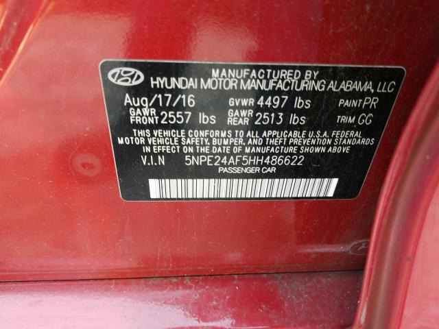 Photo 9 VIN: 5NPE24AF5HH486622 - HYUNDAI SONATA SE 