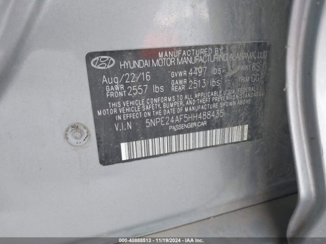 Photo 8 VIN: 5NPE24AF5HH488435 - HYUNDAI SONATA 