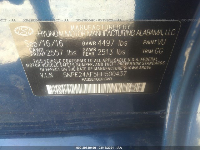 Photo 8 VIN: 5NPE24AF5HH500437 - HYUNDAI SONATA 