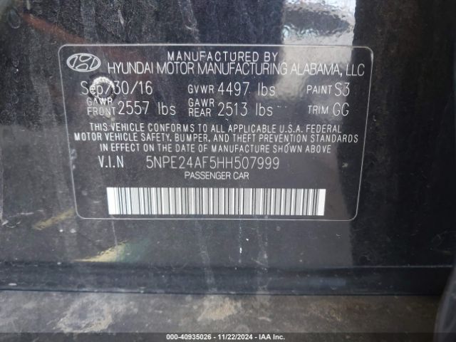 Photo 8 VIN: 5NPE24AF5HH507999 - HYUNDAI SONATA 