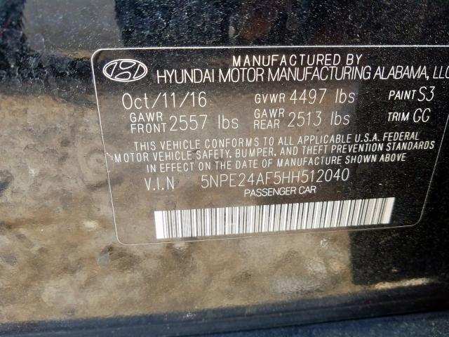 Photo 9 VIN: 5NPE24AF5HH512040 - HYUNDAI SONATA SE 