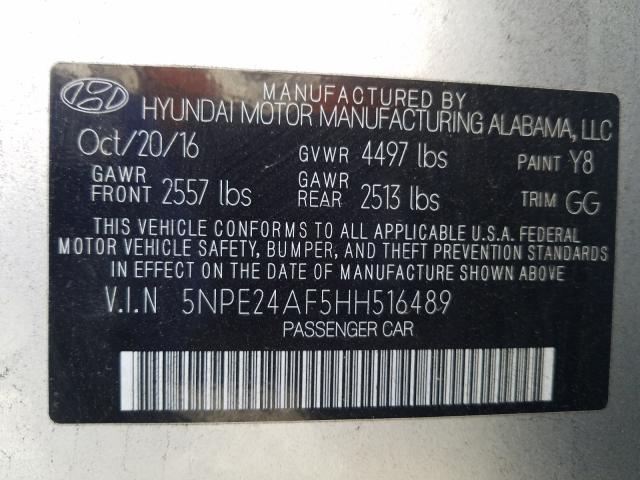 Photo 9 VIN: 5NPE24AF5HH516489 - HYUNDAI SONATA SE 