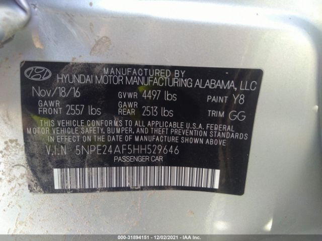 Photo 8 VIN: 5NPE24AF5HH529646 - HYUNDAI SONATA 