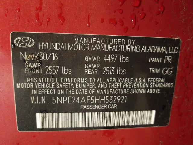 Photo 9 VIN: 5NPE24AF5HH532921 - HYUNDAI SONATA 