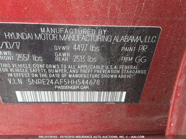 Photo 8 VIN: 5NPE24AF5HH544678 - HYUNDAI SONATA 