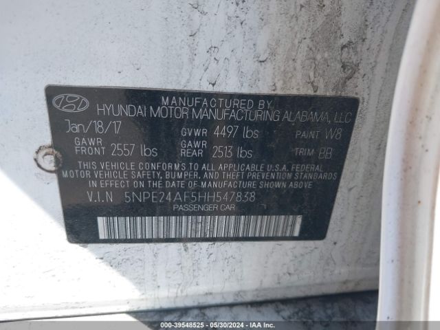 Photo 8 VIN: 5NPE24AF5HH547838 - HYUNDAI SONATA 