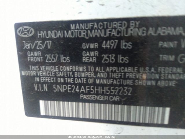 Photo 8 VIN: 5NPE24AF5HH552232 - HYUNDAI SONATA 