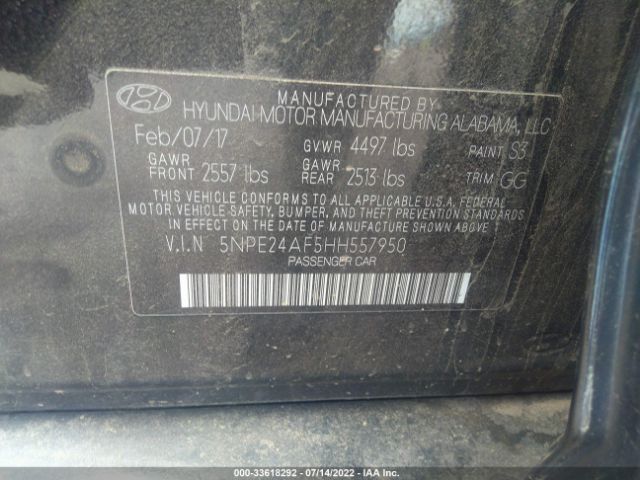 Photo 8 VIN: 5NPE24AF5HH557950 - HYUNDAI SONATA 