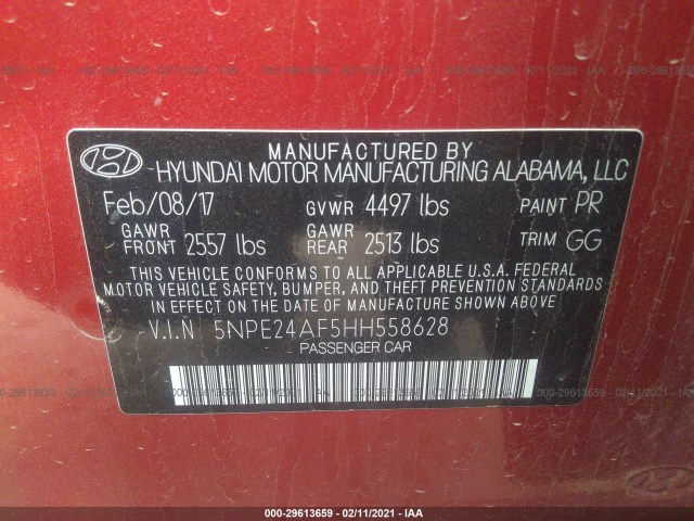 Photo 8 VIN: 5NPE24AF5HH558628 - HYUNDAI SONATA 