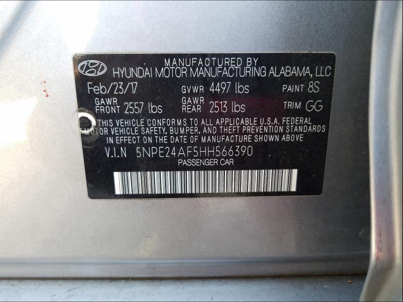 Photo 9 VIN: 5NPE24AF5HH566390 - HYUNDAI SONATA SE 