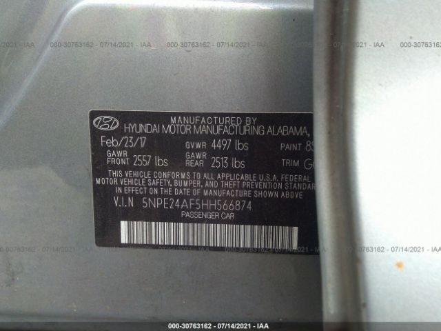 Photo 8 VIN: 5NPE24AF5HH566874 - HYUNDAI SONATA 