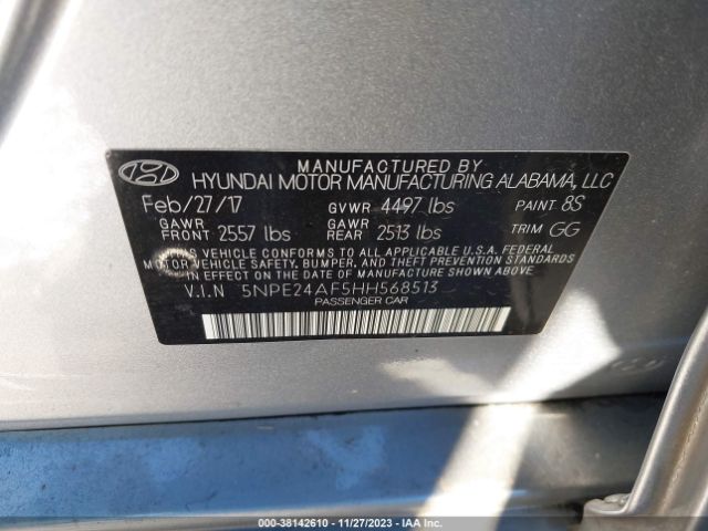 Photo 8 VIN: 5NPE24AF5HH568513 - HYUNDAI SONATA 