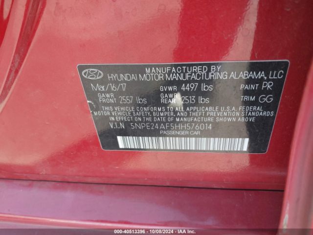 Photo 8 VIN: 5NPE24AF5HH576014 - HYUNDAI SONATA 