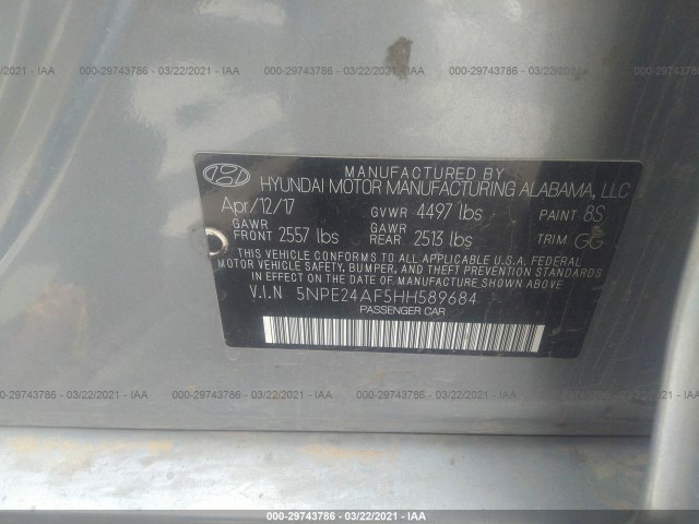 Photo 8 VIN: 5NPE24AF5HH589684 - HYUNDAI SONATA 