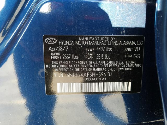 Photo 9 VIN: 5NPE24AF5HH596103 - HYUNDAI SONATA 