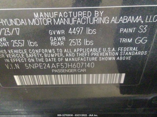 Photo 8 VIN: 5NPE24AF5JH607140 - HYUNDAI SONATA 