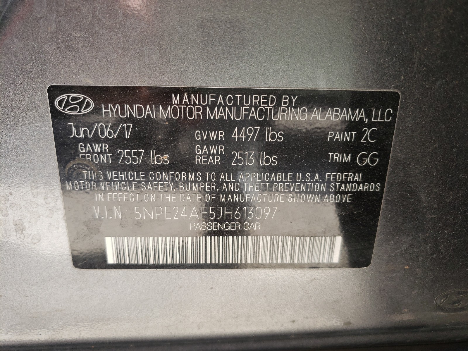 Photo 9 VIN: 5NPE24AF5JH613097 - HYUNDAI SONATA SE 