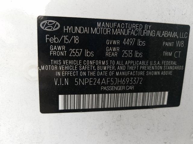 Photo 9 VIN: 5NPE24AF5JH693372 - HYUNDAI SONATA SE 