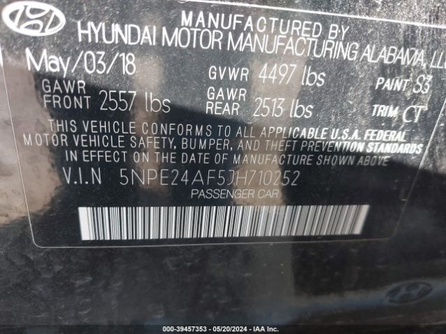 Photo 8 VIN: 5NPE24AF5JH710252 - HYUNDAI SONATA 