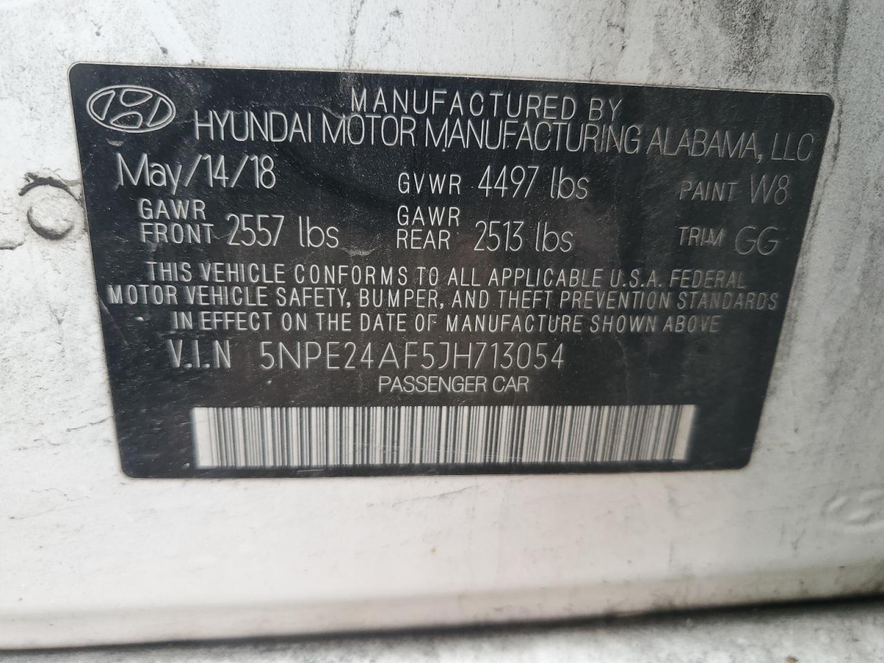 Photo 11 VIN: 5NPE24AF5JH713054 - HYUNDAI SONATA 