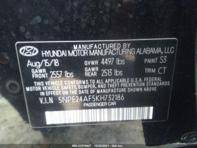 Photo 8 VIN: 5NPE24AF5KH732186 - HYUNDAI SONATA 