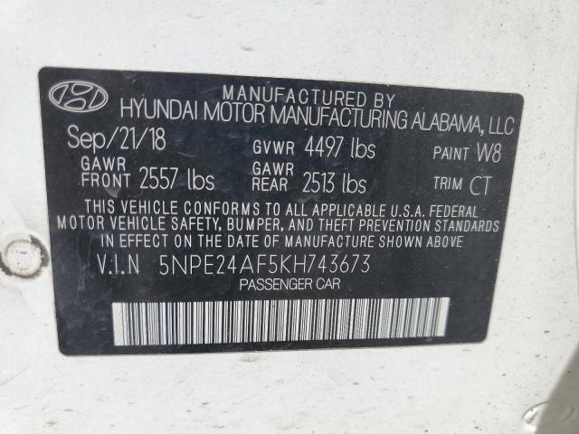 Photo 9 VIN: 5NPE24AF5KH743673 - HYUNDAI SONATA SE 