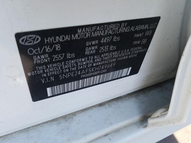 Photo 9 VIN: 5NPE24AF5KH749649 - HYUNDAI SONATA SE 