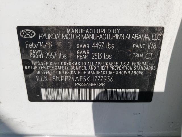 Photo 9 VIN: 5NPE24AF5KH777936 - HYUNDAI SONATA SE 