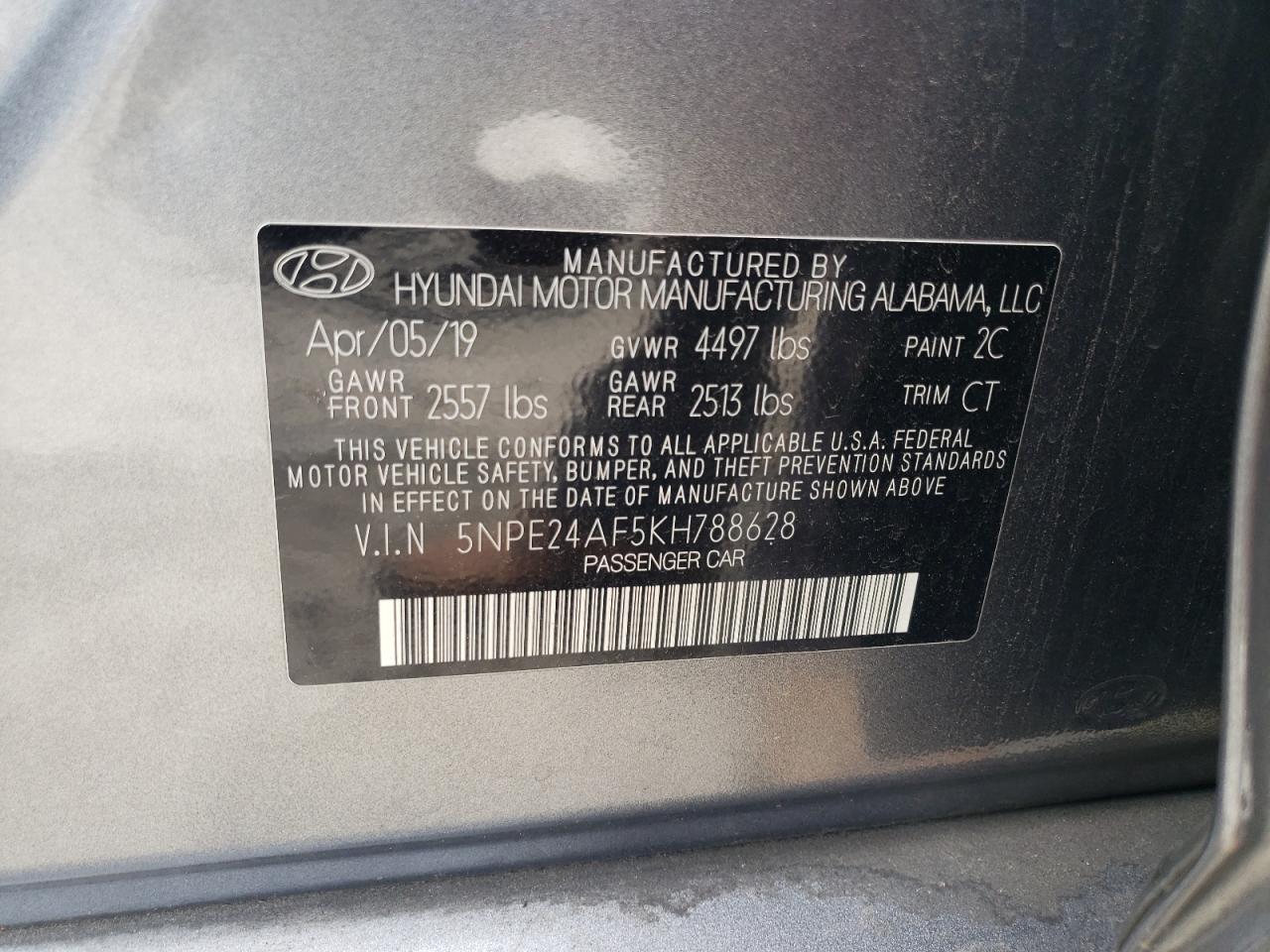 Photo 11 VIN: 5NPE24AF5KH788628 - HYUNDAI SONATA 