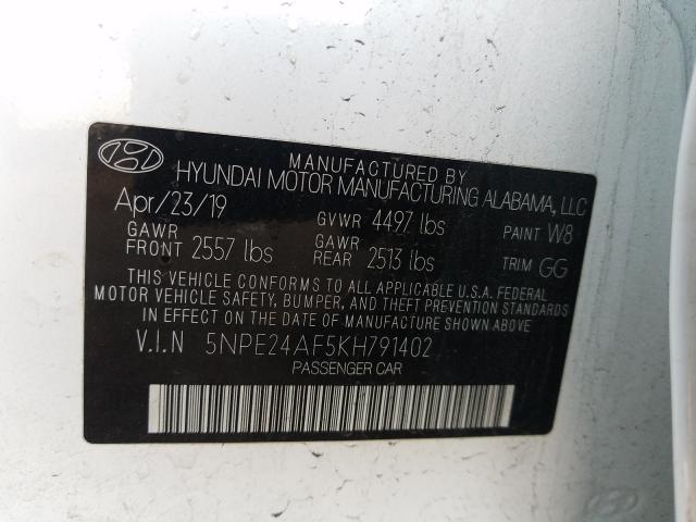 Photo 9 VIN: 5NPE24AF5KH791402 - HYUNDAI SONATA SE 