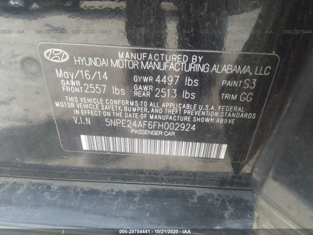 Photo 8 VIN: 5NPE24AF6FH002924 - HYUNDAI SONATA 