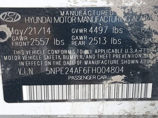 Photo 8 VIN: 5NPE24AF6FH004804 - HYUNDAI SONATA 