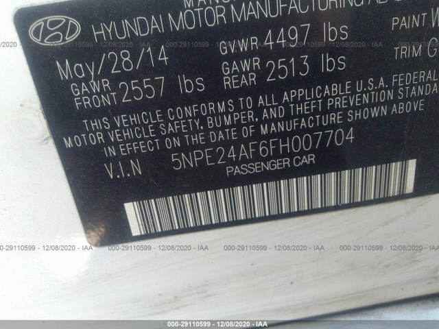 Photo 8 VIN: 5NPE24AF6FH007704 - HYUNDAI SONATA 