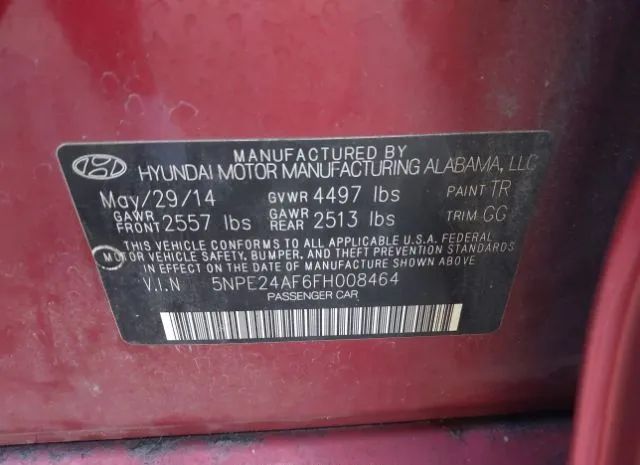 Photo 8 VIN: 5NPE24AF6FH008464 - HYUNDAI SONATA 