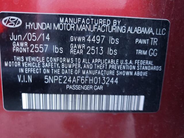 Photo 9 VIN: 5NPE24AF6FH013244 - HYUNDAI SONATA SE 