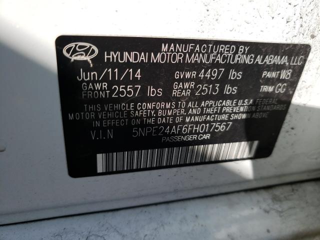 Photo 9 VIN: 5NPE24AF6FH017567 - HYUNDAI SONATA SE 