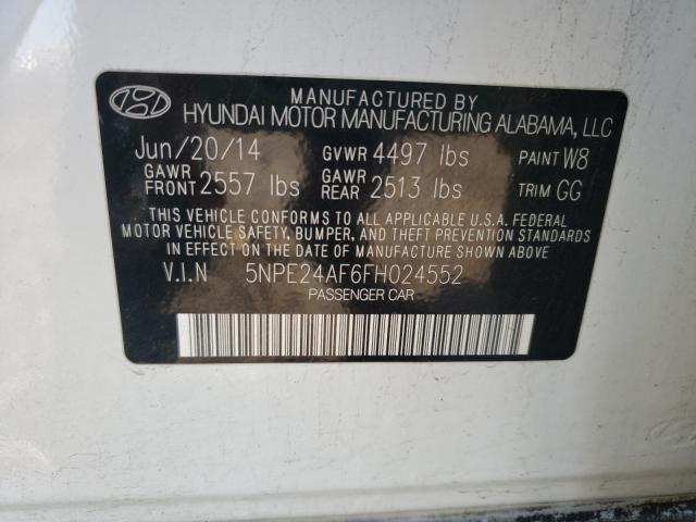 Photo 9 VIN: 5NPE24AF6FH024552 - HYUNDAI SONATA SE 