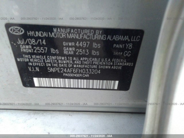 Photo 8 VIN: 5NPE24AF6FH033204 - HYUNDAI SONATA 